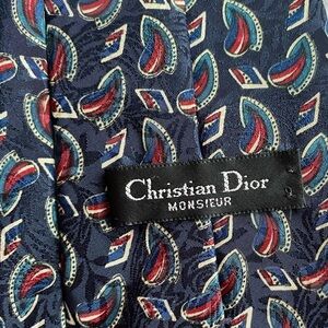 Christian Dior Monsieur Paisley Tie Blue Red Green 58”
